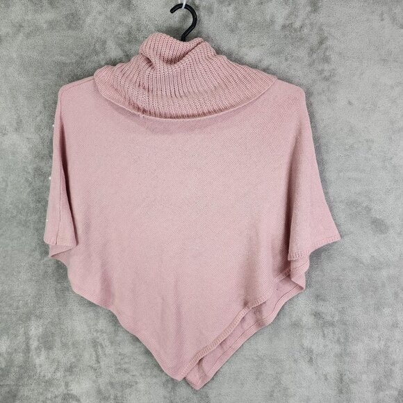Womens Pink Le Moda Poncho Sweater Pearl Embellished Cowl Neck V Taper One Size - Picture 4 of 7